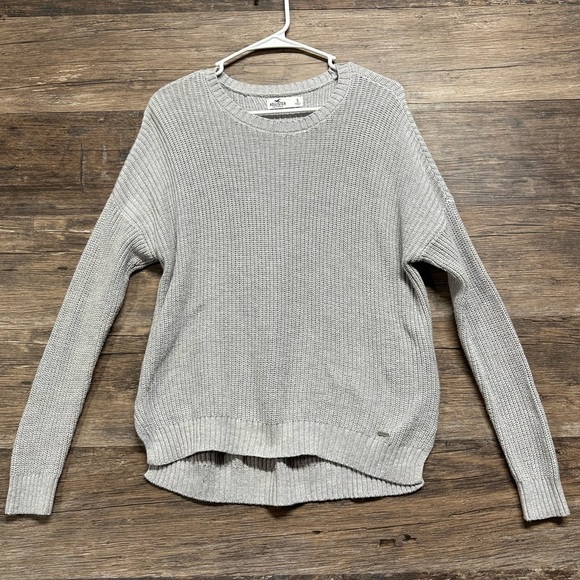 Hollister Gray Crew Neck Sweater with Textured Knit - Picture 1 of 4